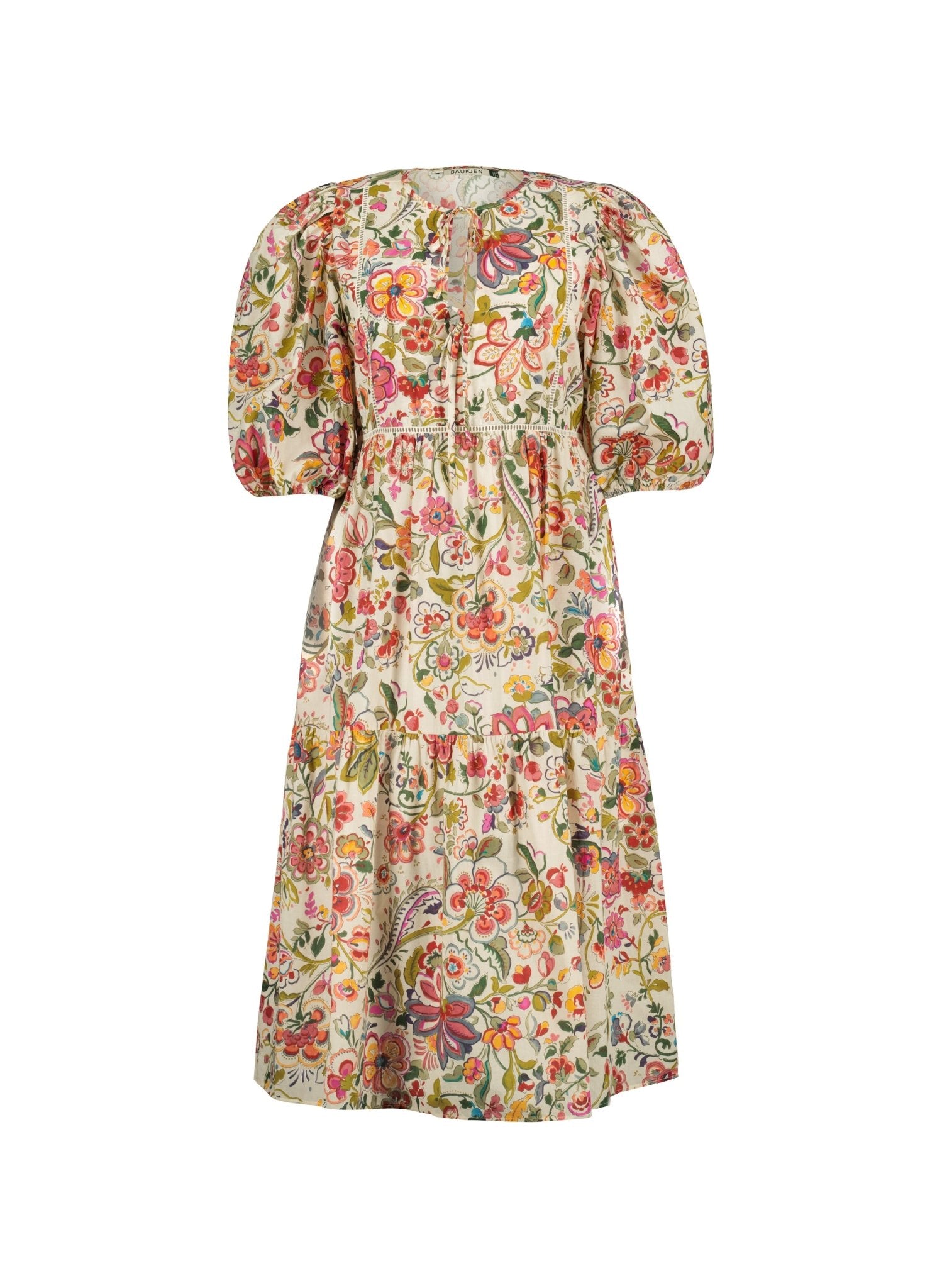 Isabelle Organic Cotton Kaftan Dress - Pink Garden Floral Baukjen