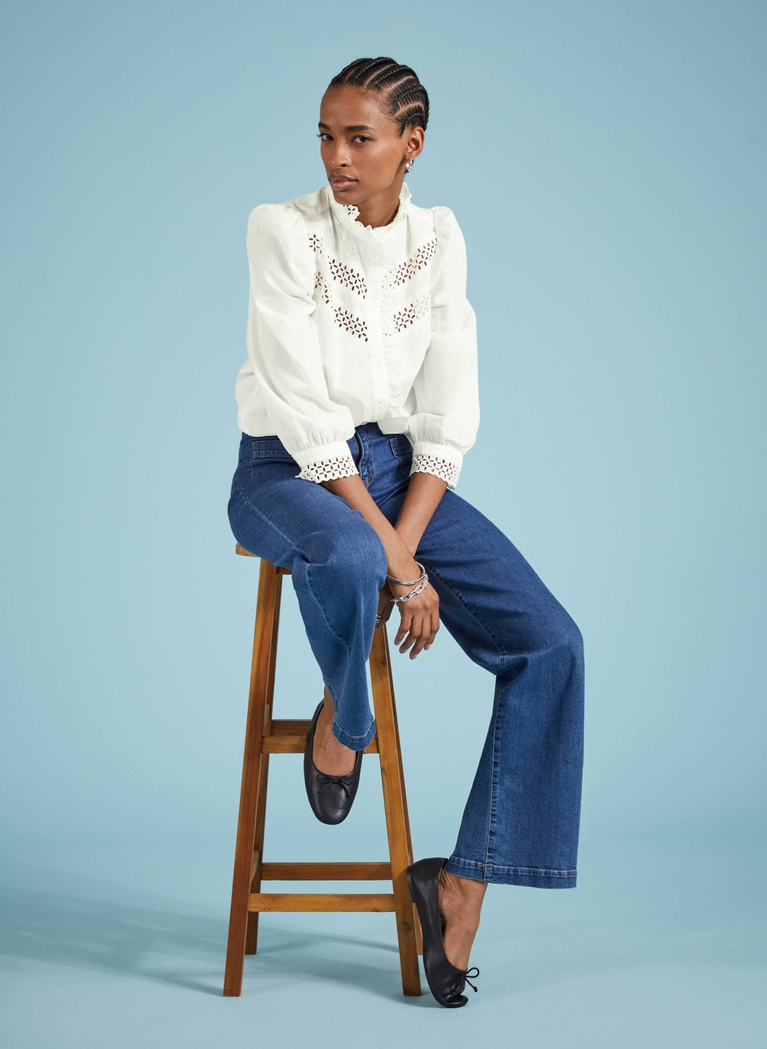 Isamaya Organic Cotton Broderie Detail Blouse - Soft White Baukjen