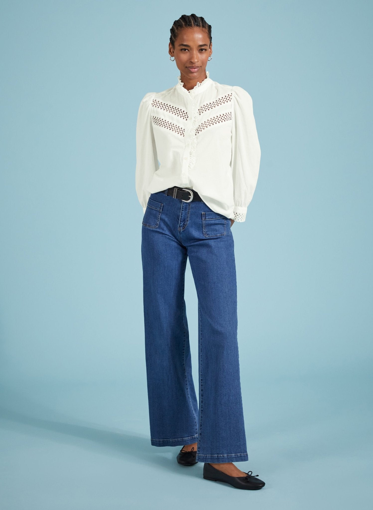 Isamaya Organic Cotton Broderie Detail Blouse - Soft White Baukjen