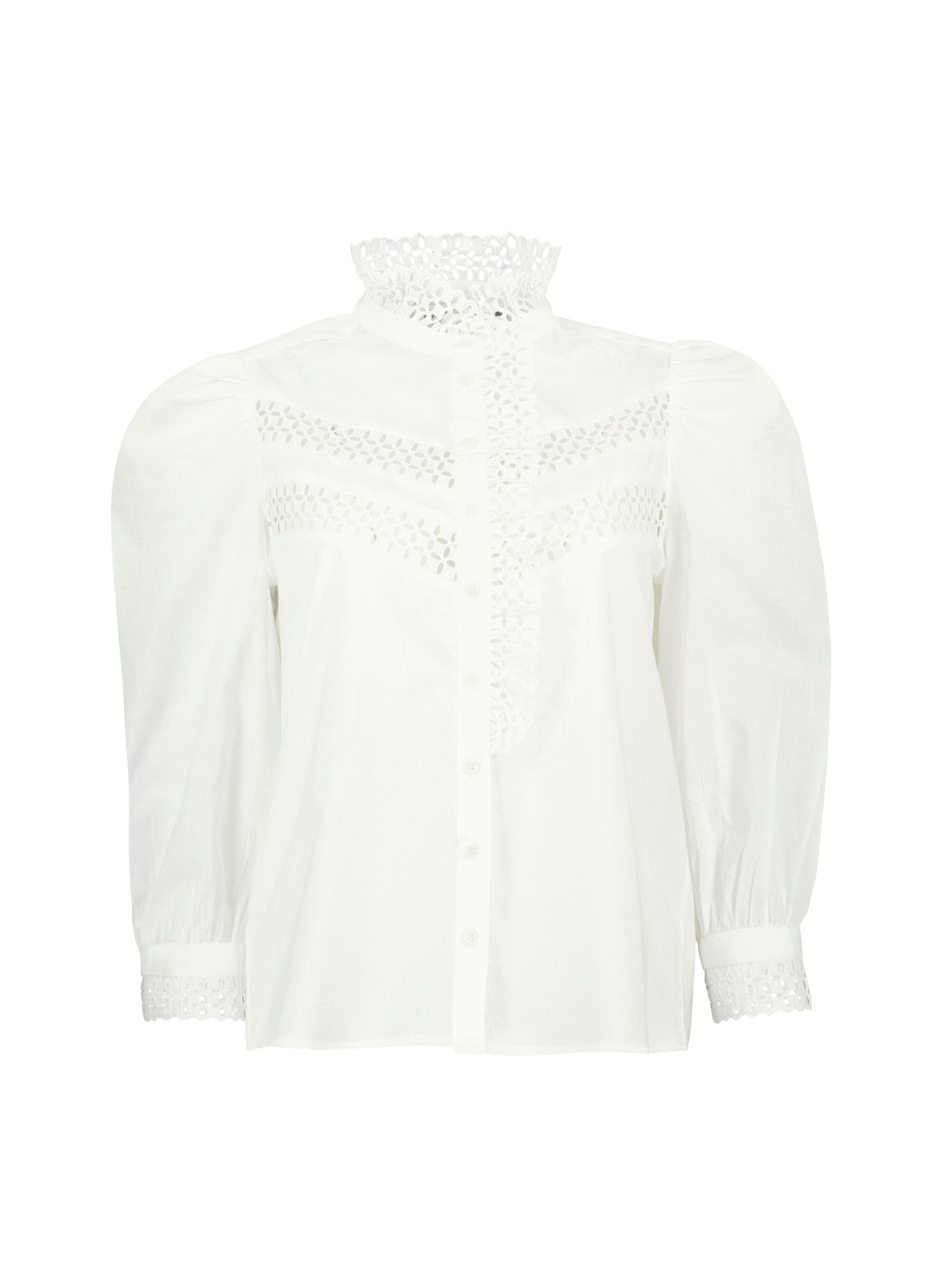 Isamaya Organic Cotton Broderie Detail Blouse - Soft White Baukjen