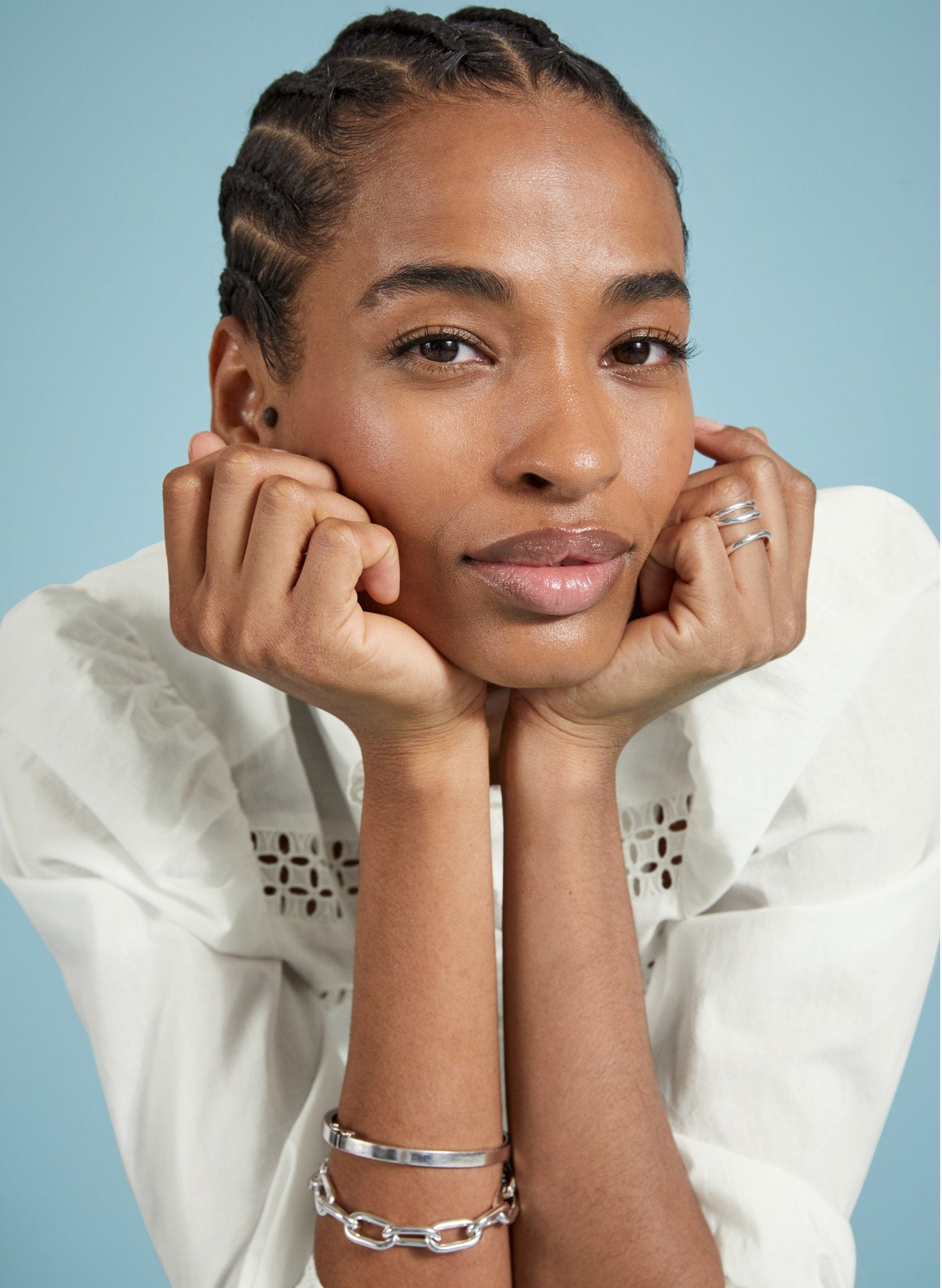 Isamaya Organic Cotton Broderie Detail Blouse - Soft White Baukjen