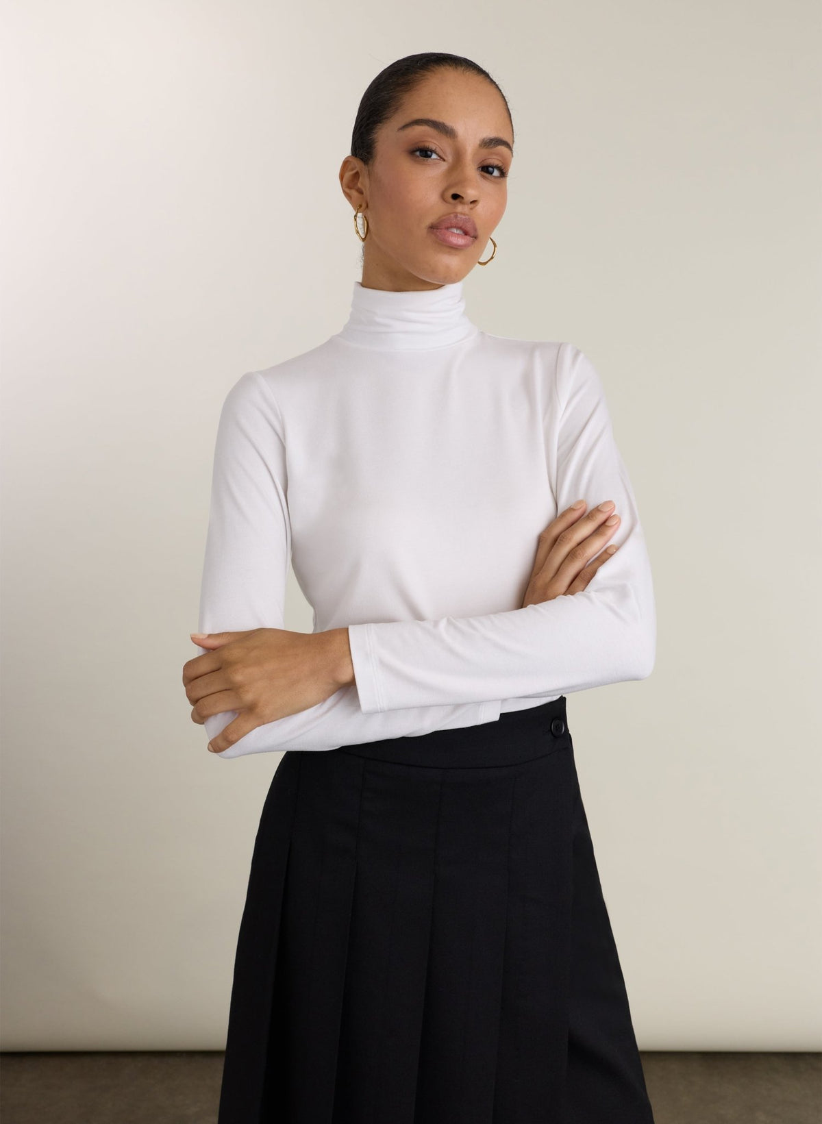 Isla Turtleneck Top - White Baukjen