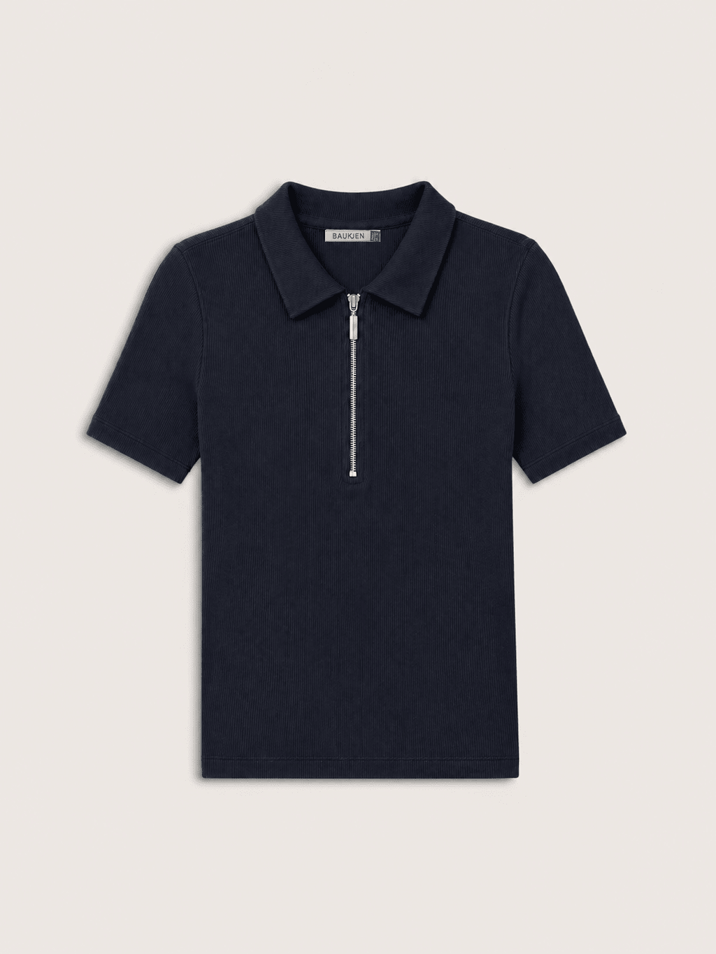 Ivy Organic Rib Zip Collar Top - Classic Navy Baukjen