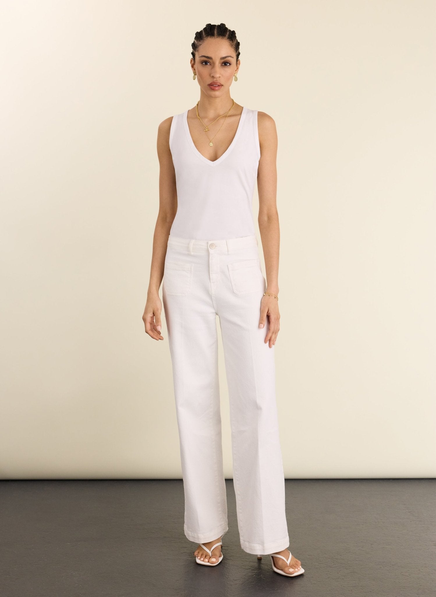 Jada Organic Cotton V - Neck Tank - Pure White Baukjen