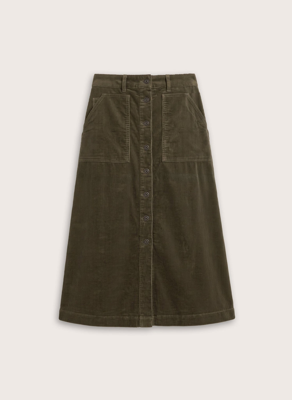 Jan Corduroy Midi Skirt - Khaki Baukjen