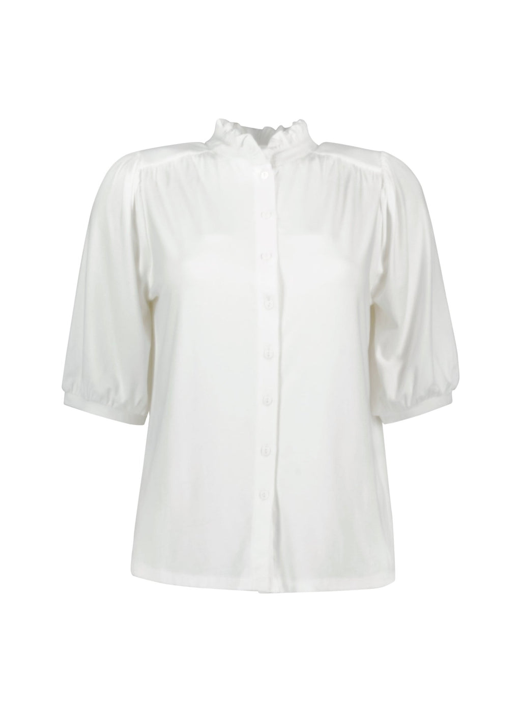Janey Short Sleeve Blouse - Pure White Baukjen
