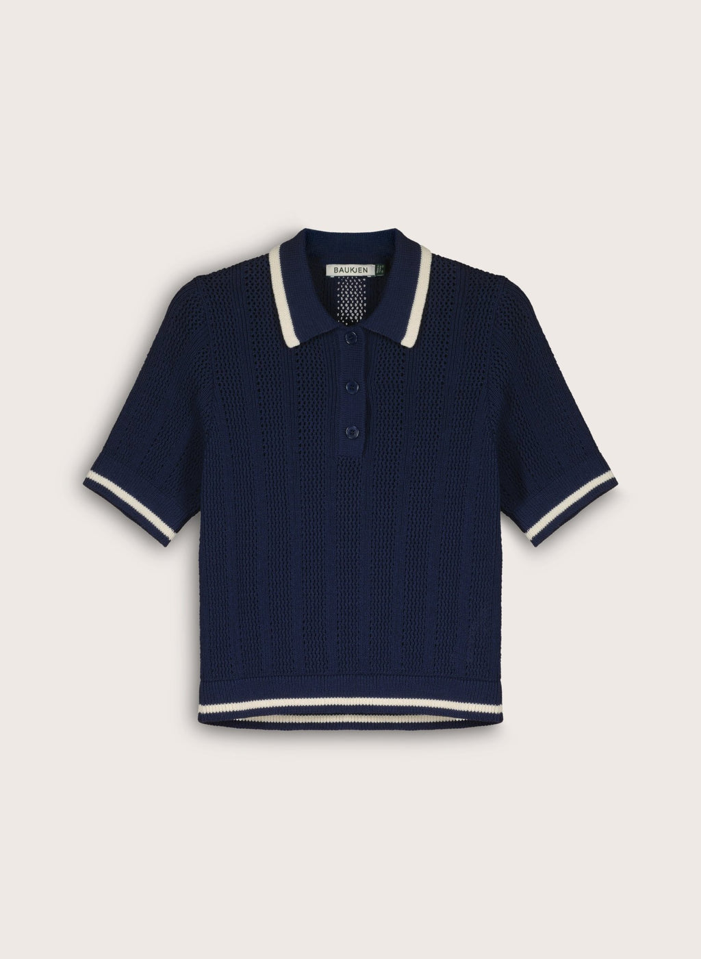 Janice Knitted Polo Top - Navy Baukjen