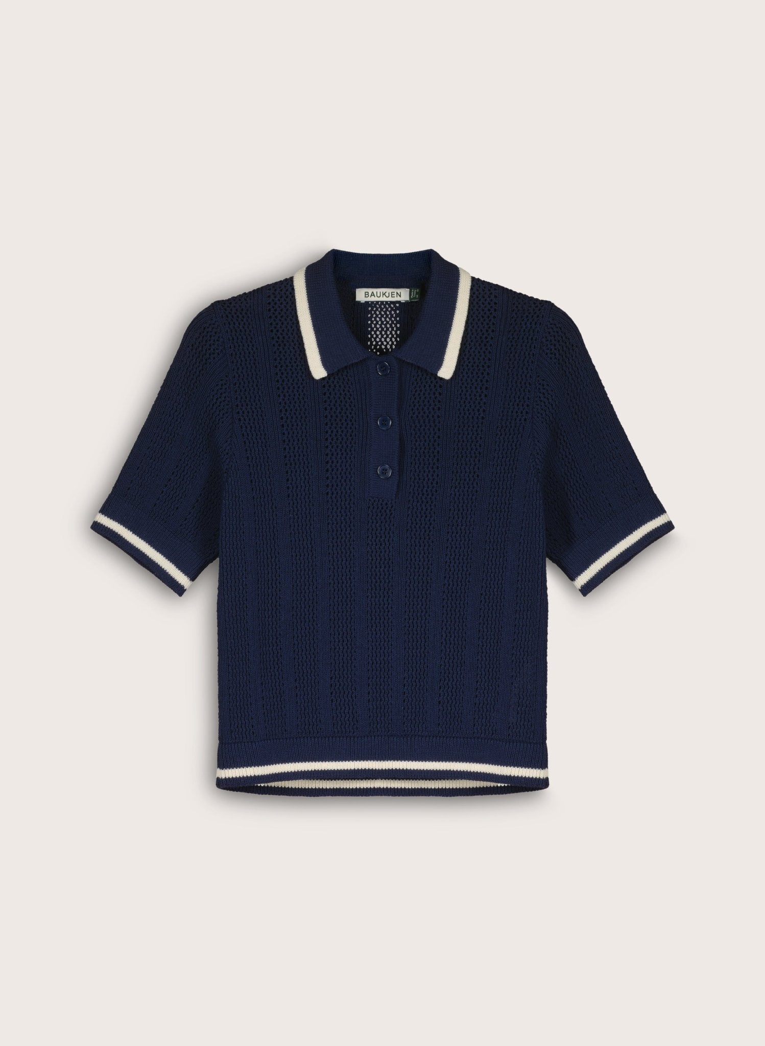 Janice Knitted Polo Top - Navy Baukjen