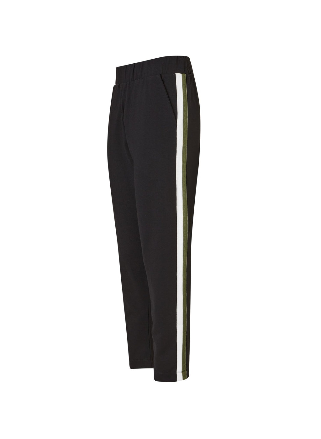 Jay Side Stripe Tapered Trousers - Caviar Black & Olive Baukjen