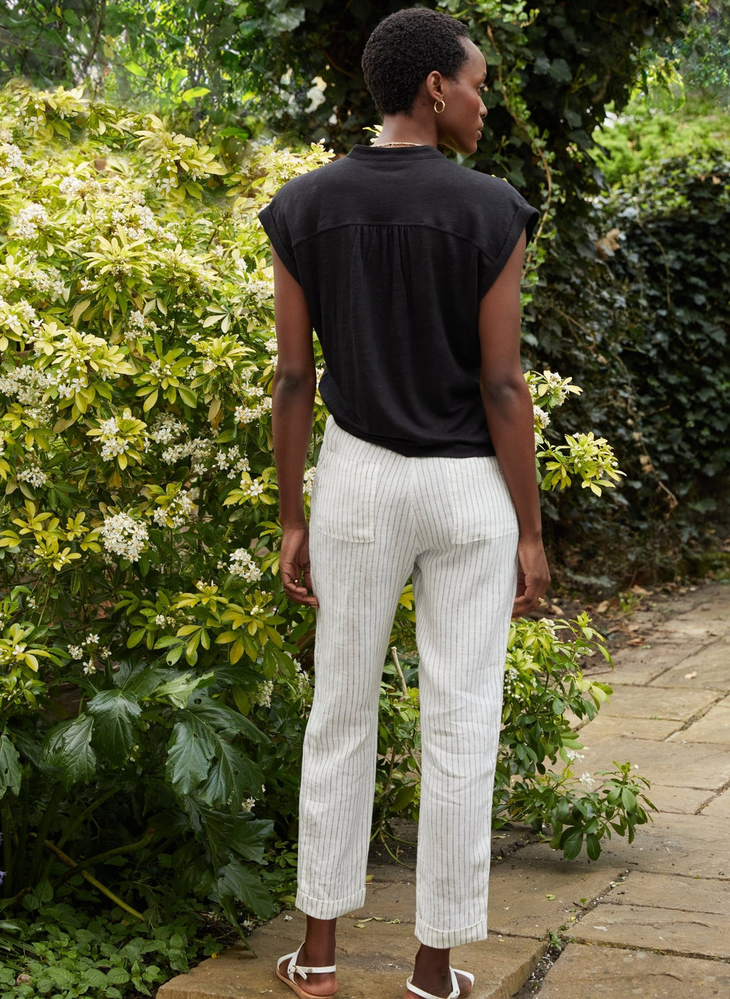 Jaycee Linen Tapered Trousers - White Stripe Baukjen