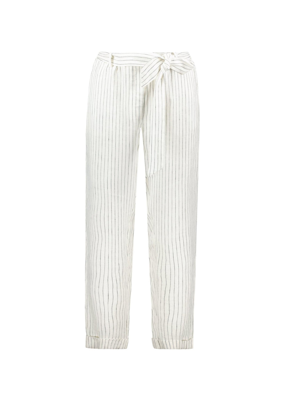 Jaycee Linen Tapered Trousers - White Stripe Baukjen