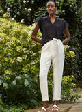 Jaycee Linen Tapered Trousers - White Stripe Baukjen