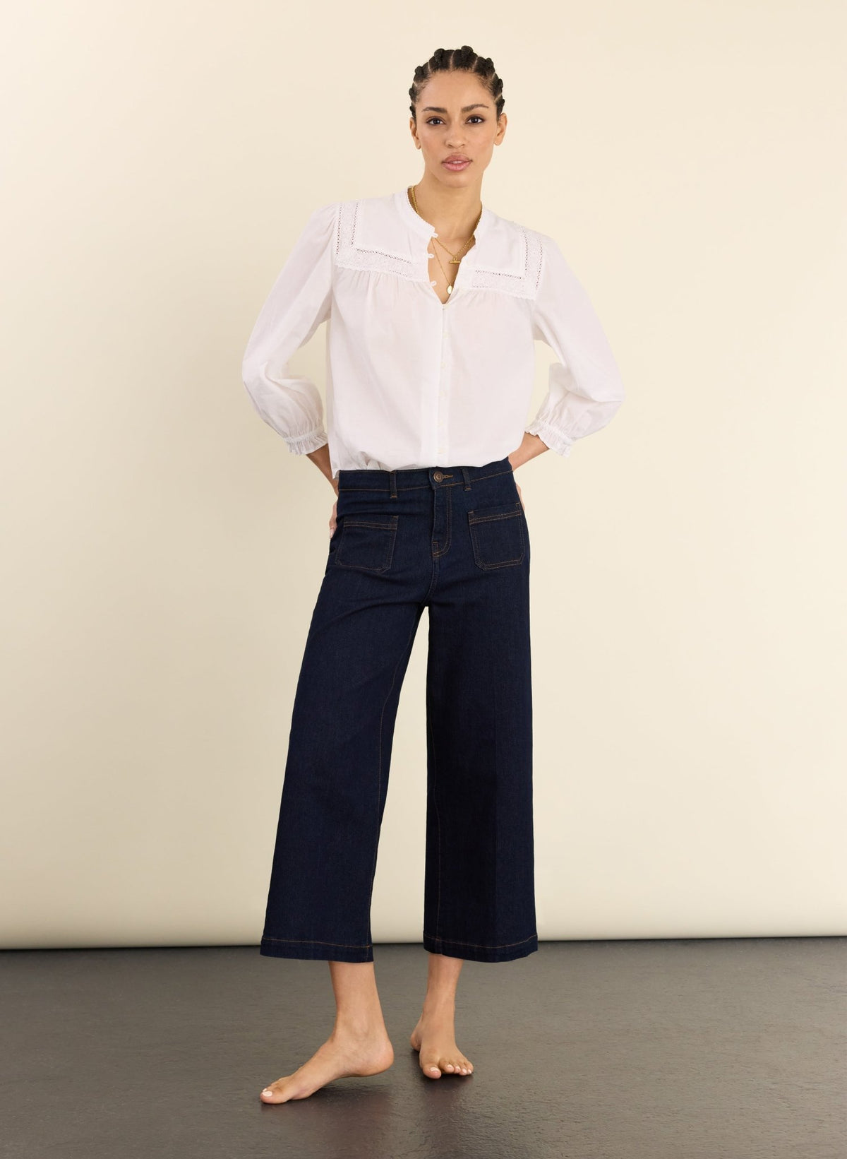 Jena Organic Cotton Stretch Wide Crop Jeans