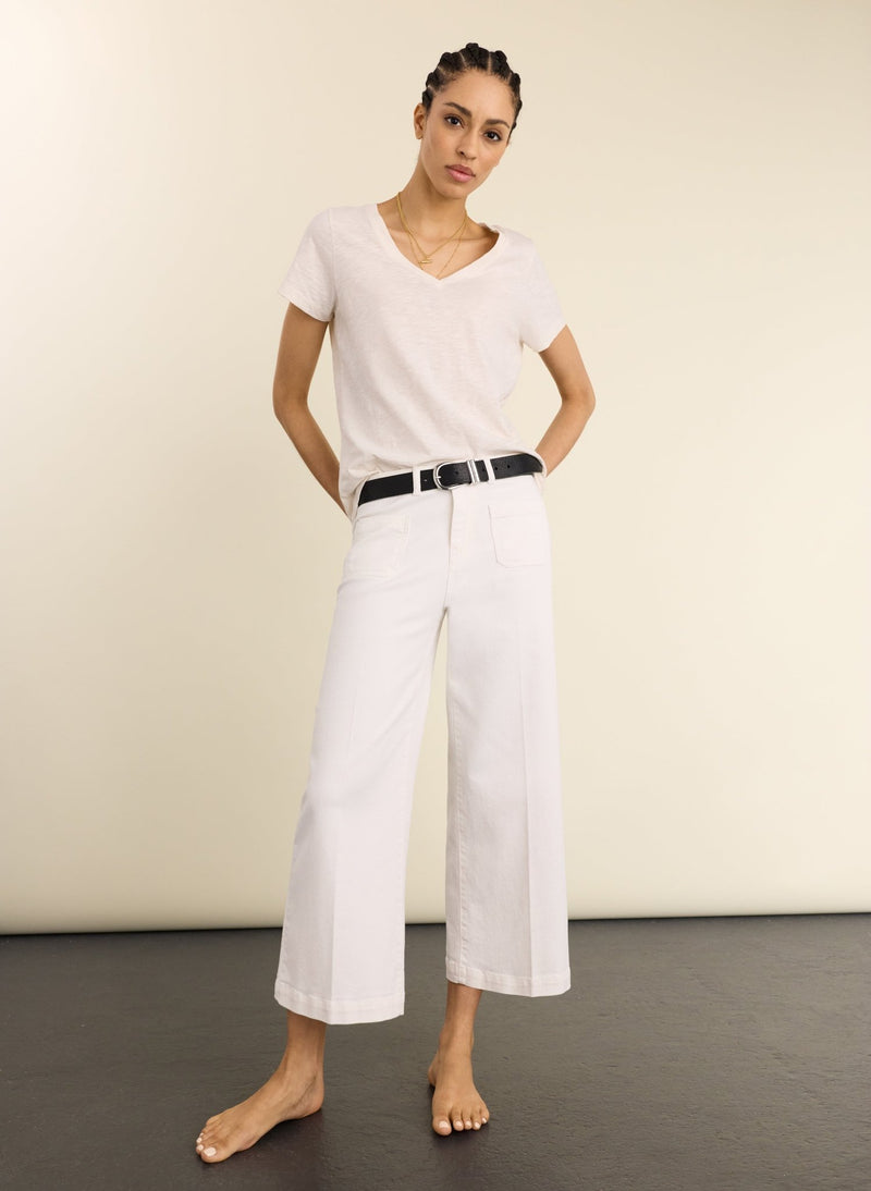 Jena Organic Cotton Stretch Wide Crop Jeans - Soft White Baukjen
