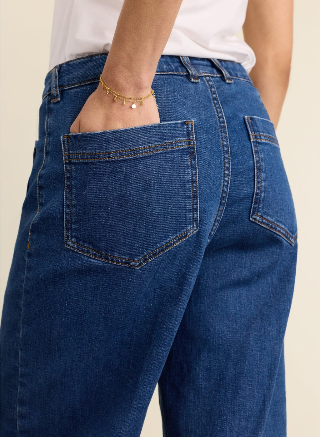 Jena Organic Cotton Stretch Wide Crop Jeans - Washed Indigo Baukjen