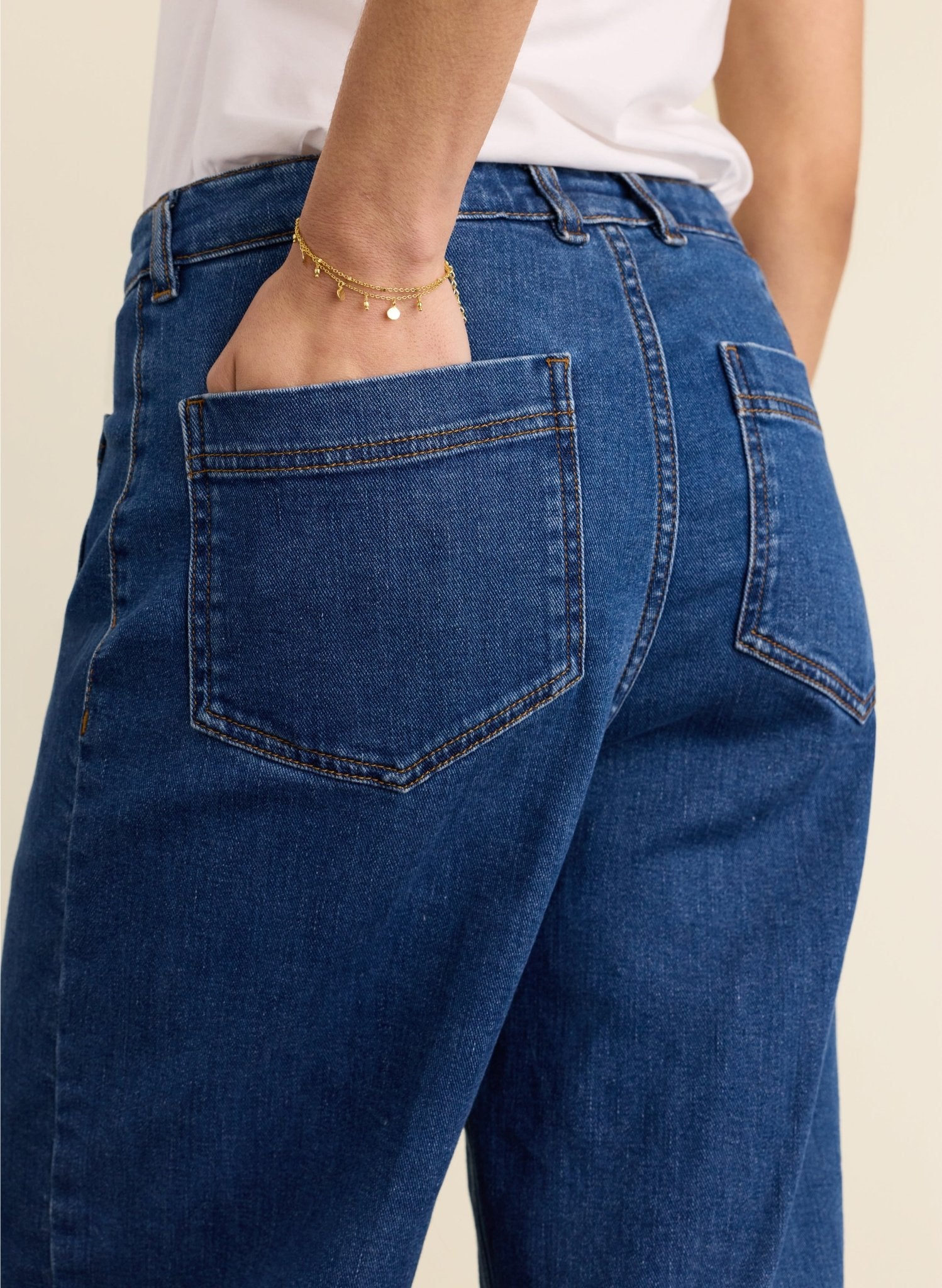 Jena Organic Cotton Stretch Wide Crop Jeans - Washed Indigo Baukjen