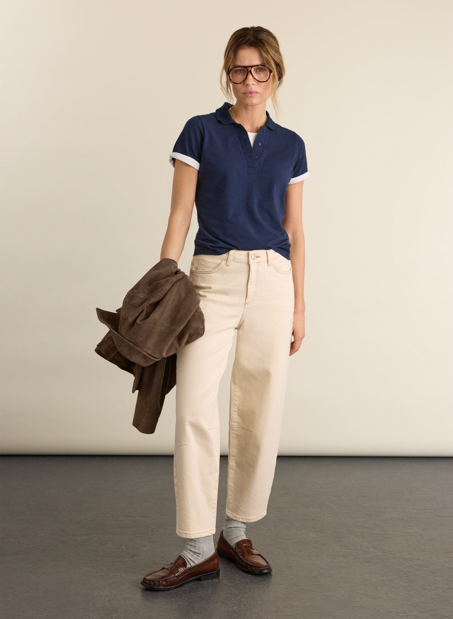 Jess Layered Look Polo Top - Deep Indigo Baukjen