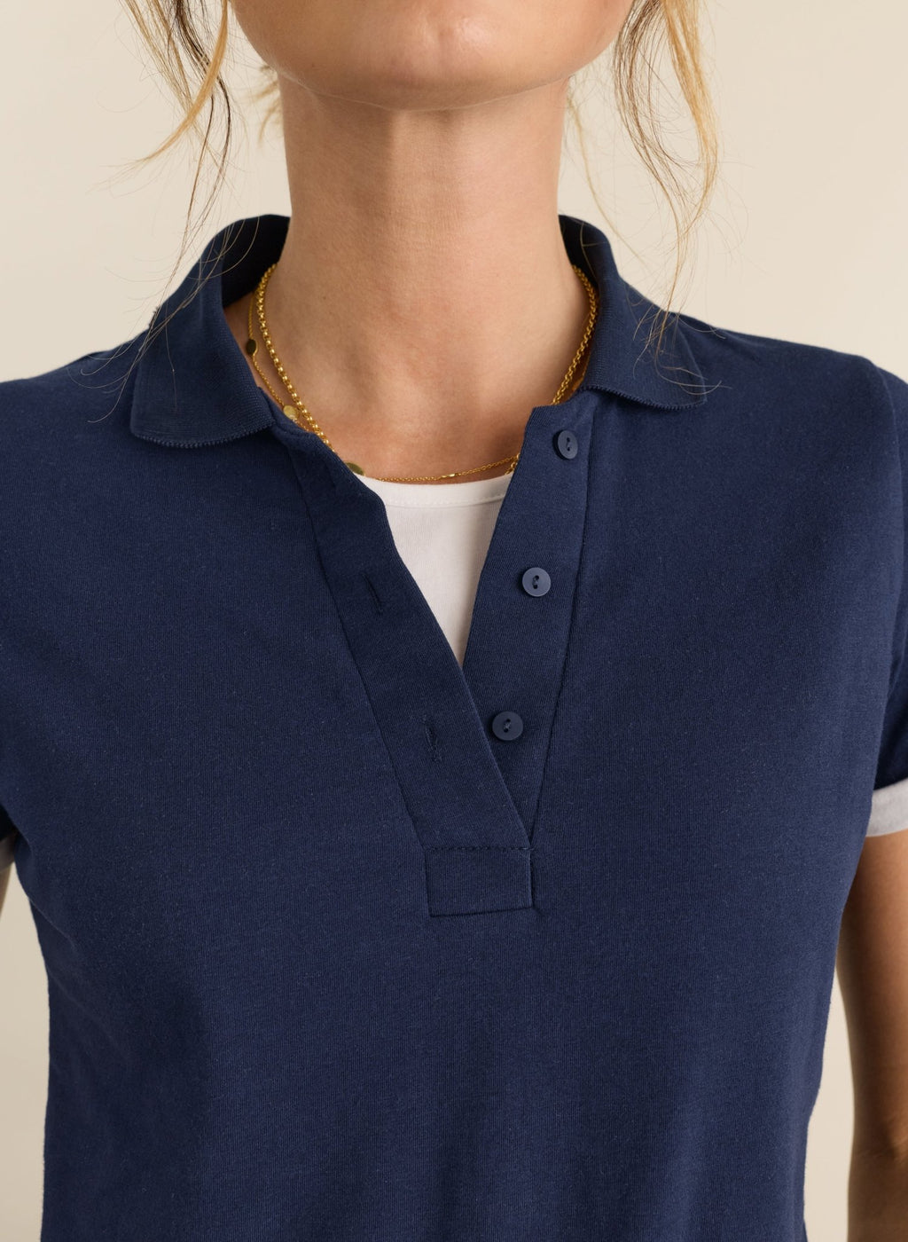 Jess Layered Look Polo Top - Deep Indigo Baukjen