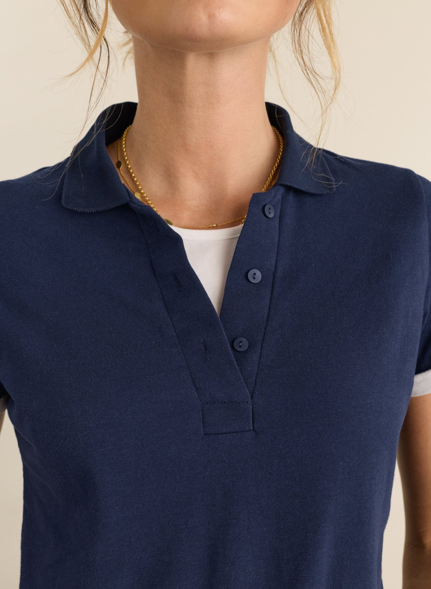 Jess Layered Look Polo Top - Deep Indigo Baukjen