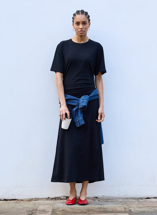 Jinny Ruched Waist Dress - Black Baukjen