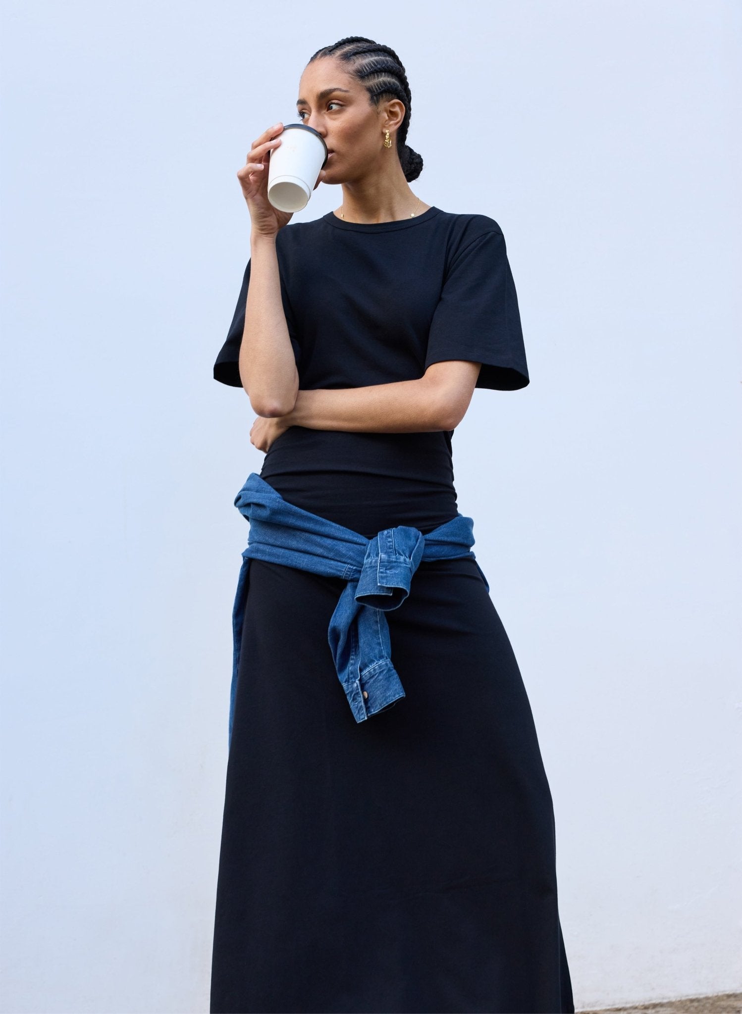 Jinny Ruched Waist Dress - Black Baukjen