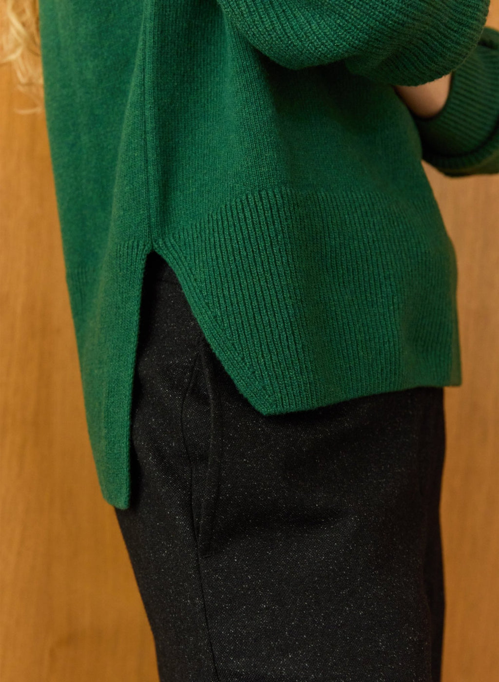 Joanie Recycled Pure Wool Jumper - Forest Green Baukjen