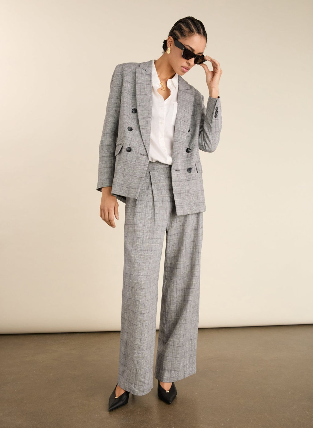 Jude Wool Blend Blazer - Black & White Check Baukjen