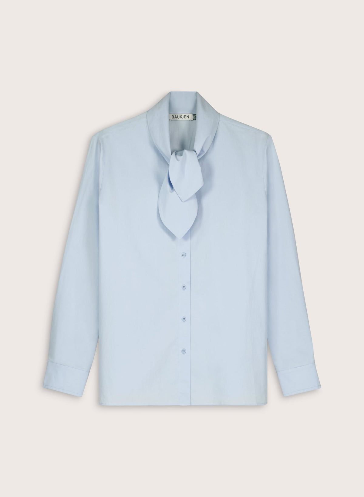 Kai Organic Cotton Tie Neck Shirt - Ice Blue Baukjen