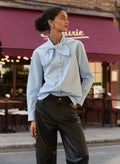 Kai Organic Cotton Tie Neck Shirt - Ice Blue Baukjen