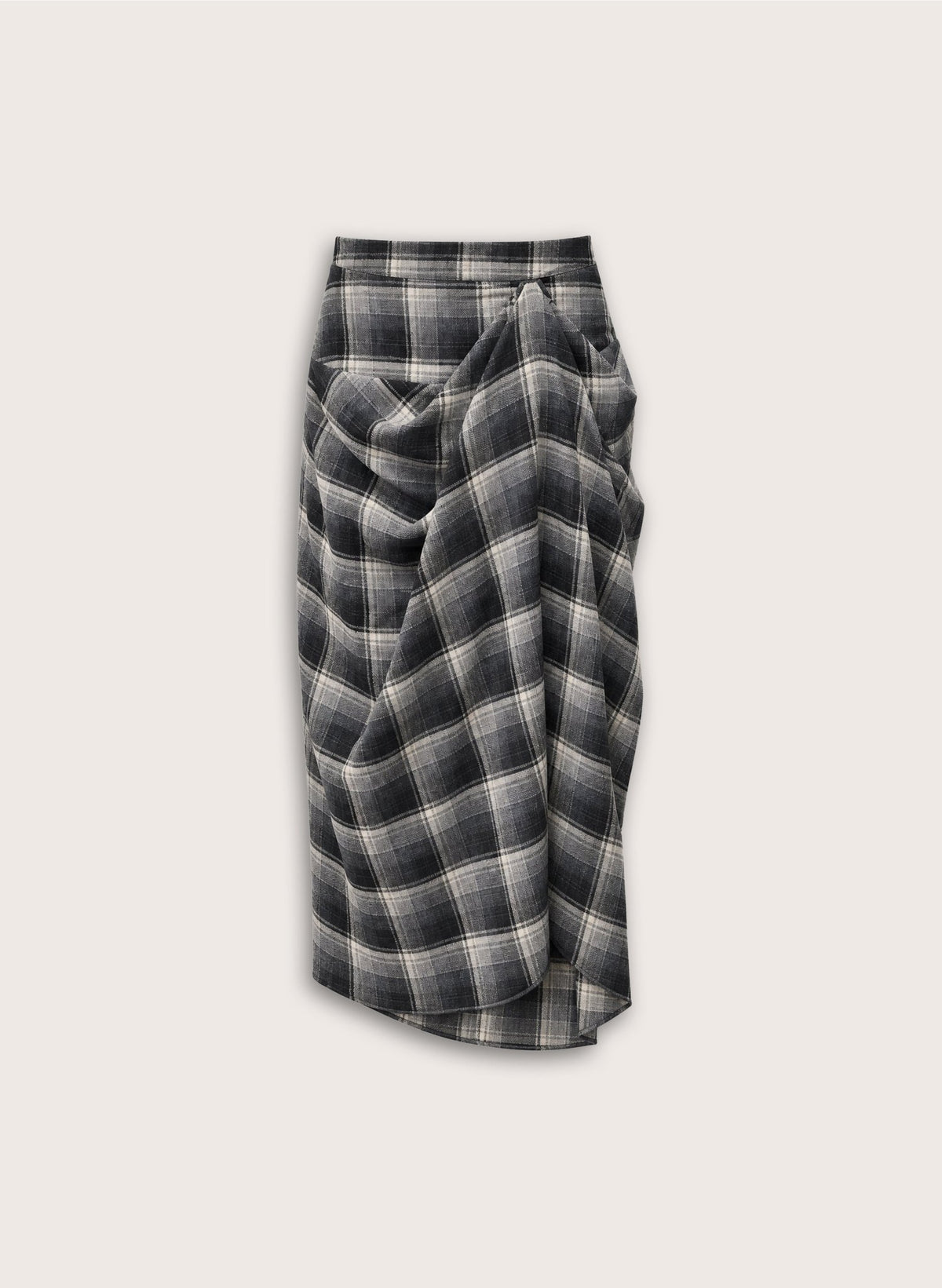 Kaia Check Midi Skirt - Grey Check Baukjen