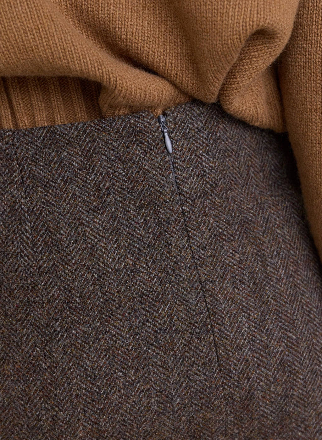 Kali Mini Skirt - Brown & Grey Herringbone Baukjen