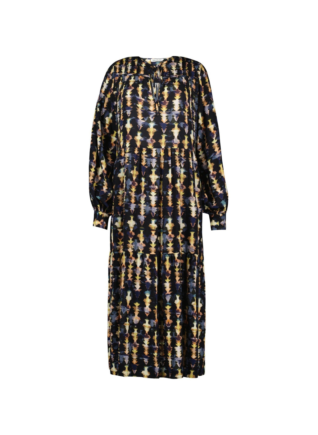 Kalina Printed Midi Dress - Navy Texture Baukjen