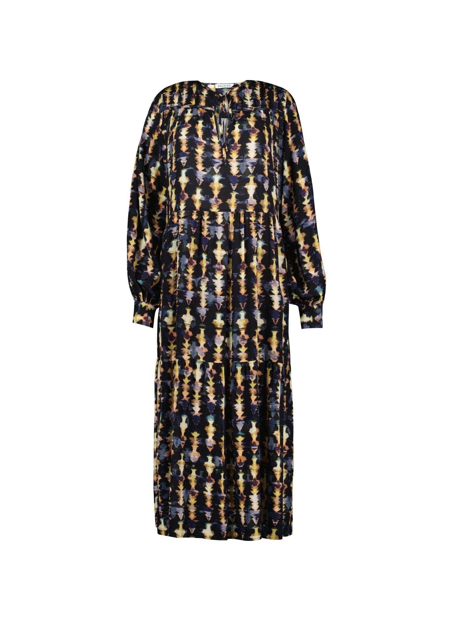 Kalina Printed Midi Dress - Navy Texture Baukjen