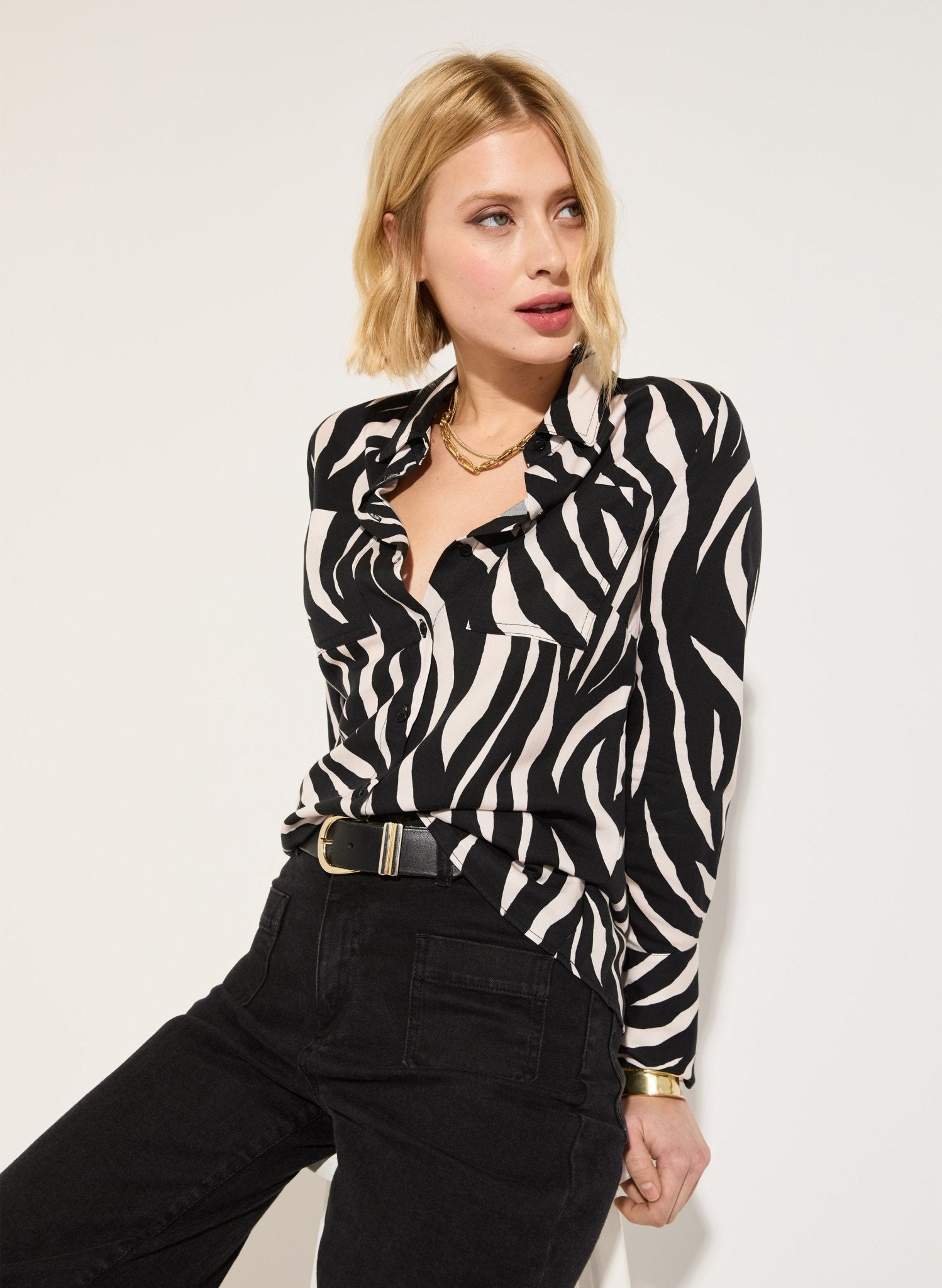 Kamilah Shirt with Tencel™ - Black Zebra Baukjen