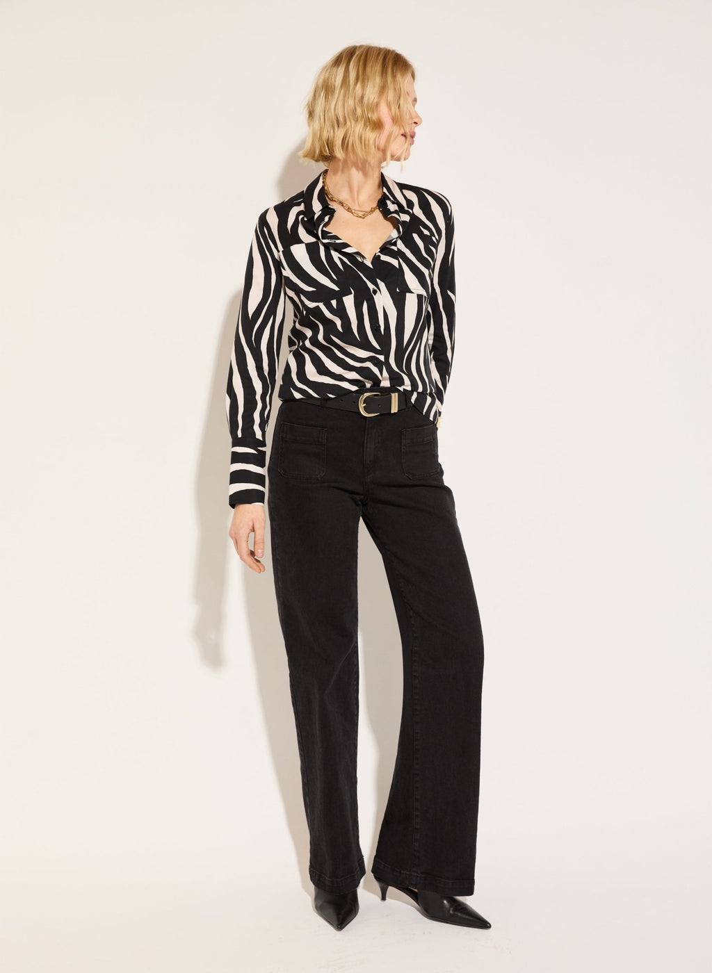 Kamilah Shirt with Tencel™ - Black Zebra Baukjen