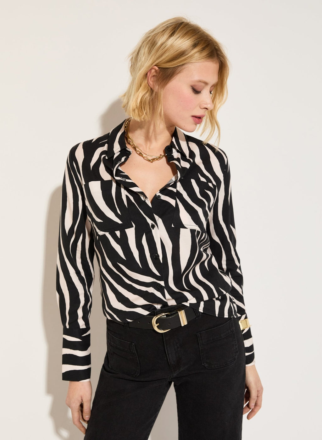 Kamilah Shirt with Tencel™ - Black Zebra Baukjen