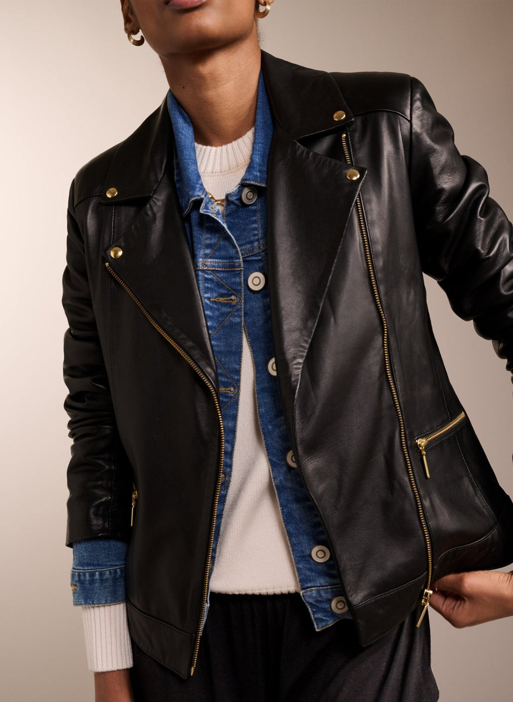 Kara Leather Jacket - Caviar Black Baukjen