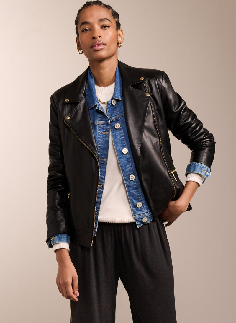 Kara Leather Jacket - Caviar Black Baukjen
