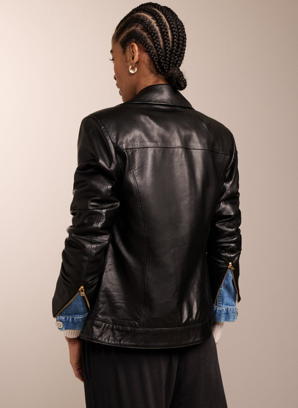 Kara Leather Jacket to Rent - Caviar Black Baukjen