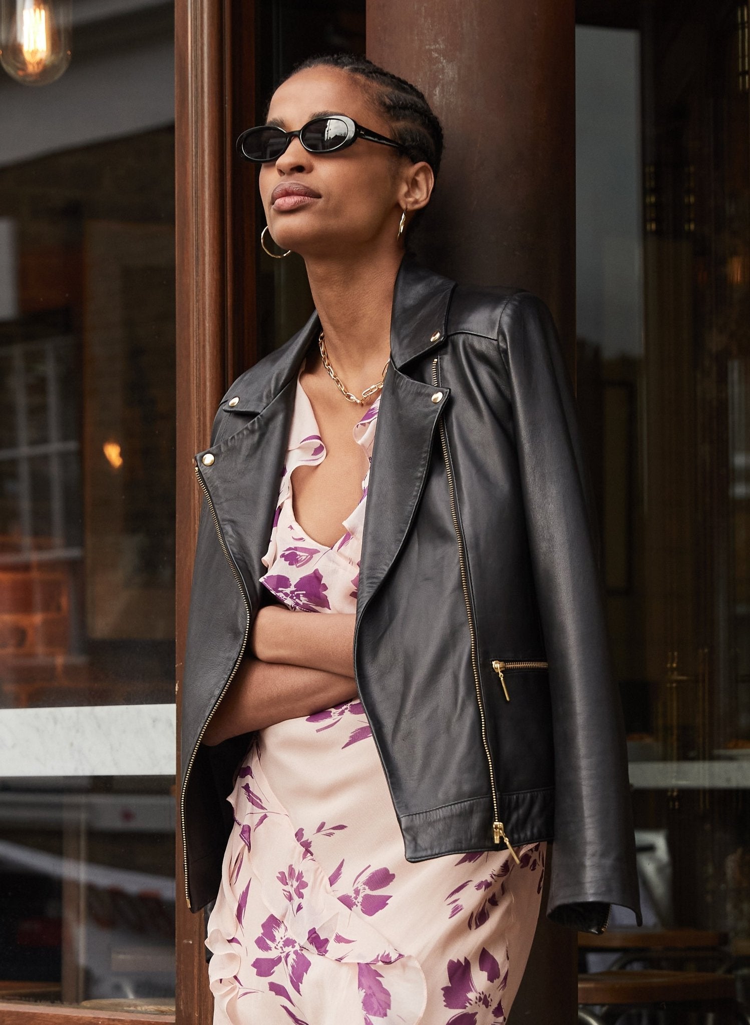 Kara Leather Jacket to Rent - Caviar Black Baukjen