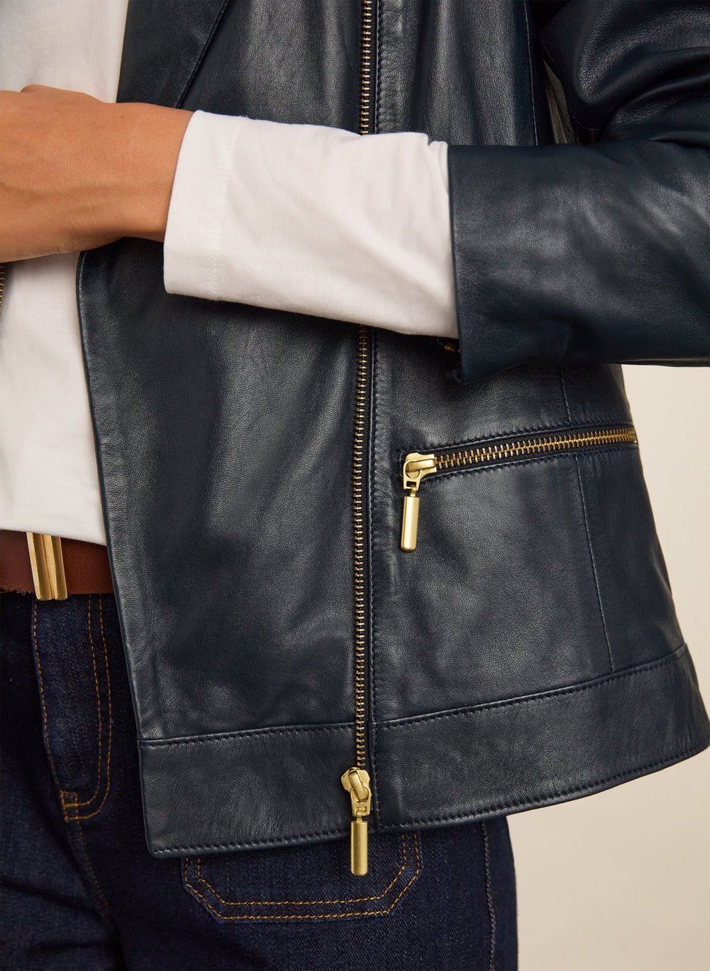 Kara Leather Jacket to Rent - Classic Navy Baukjen