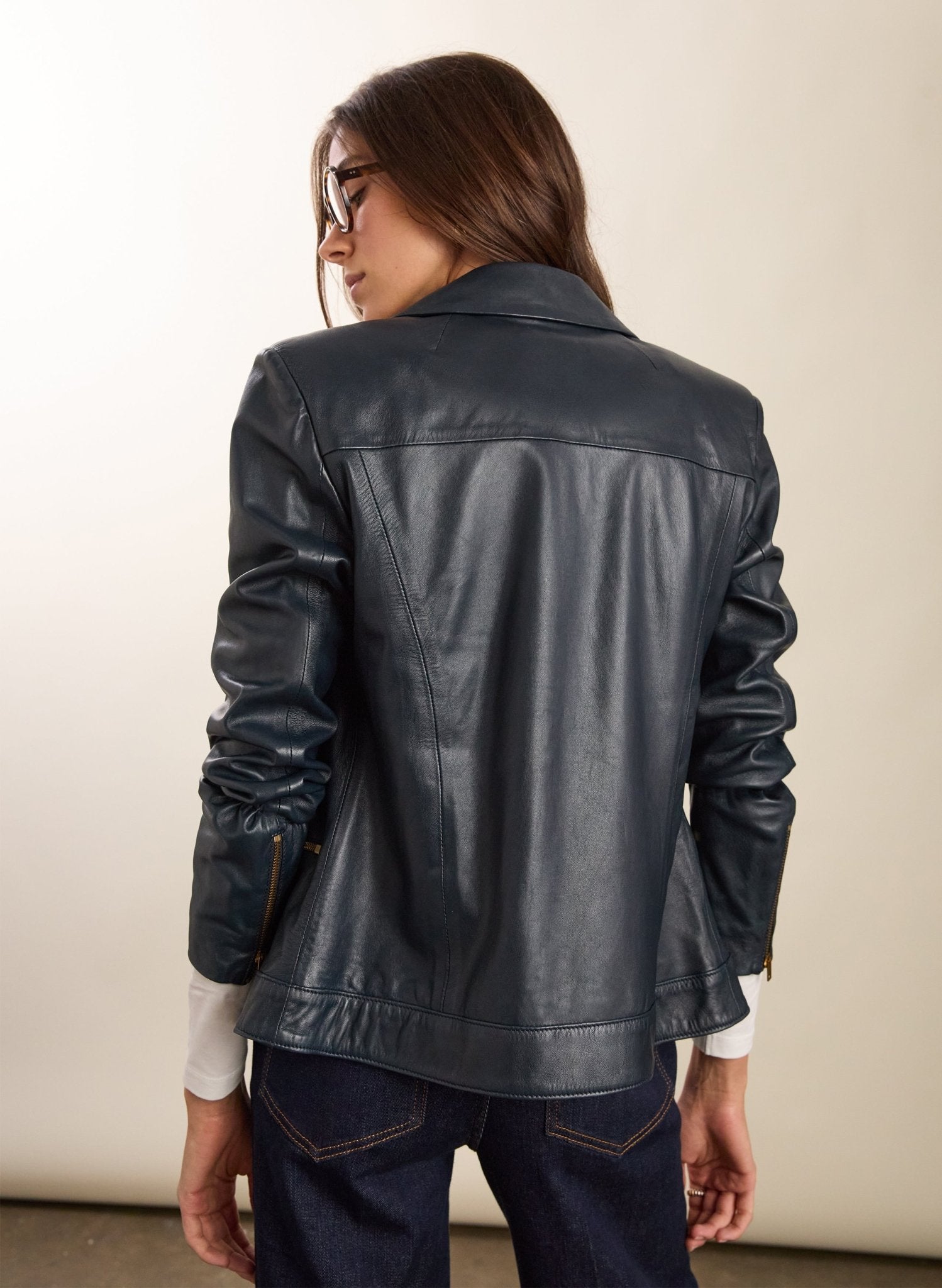 Kara Leather Jacket to Rent - Classic Navy Baukjen
