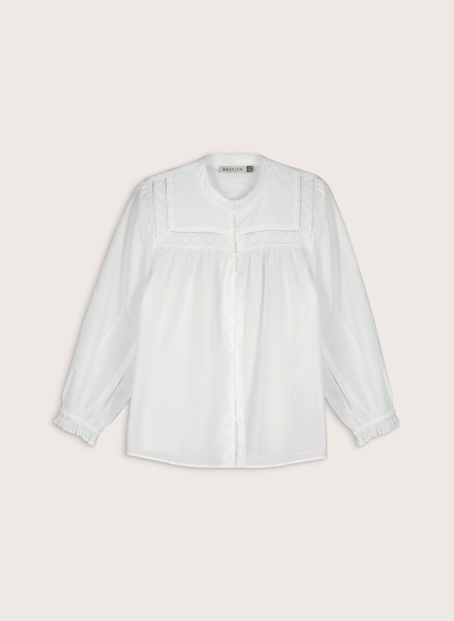 Karenina Organic Cotton Broderie Detail Blouse - Soft White Baukjen