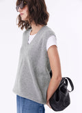 Katalina Recycled Wool Knitted Vest - Grey Fleck Baukjen