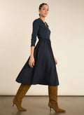 Kate Fabric Mix Zip Collar Dress - Classic Navy Baukjen