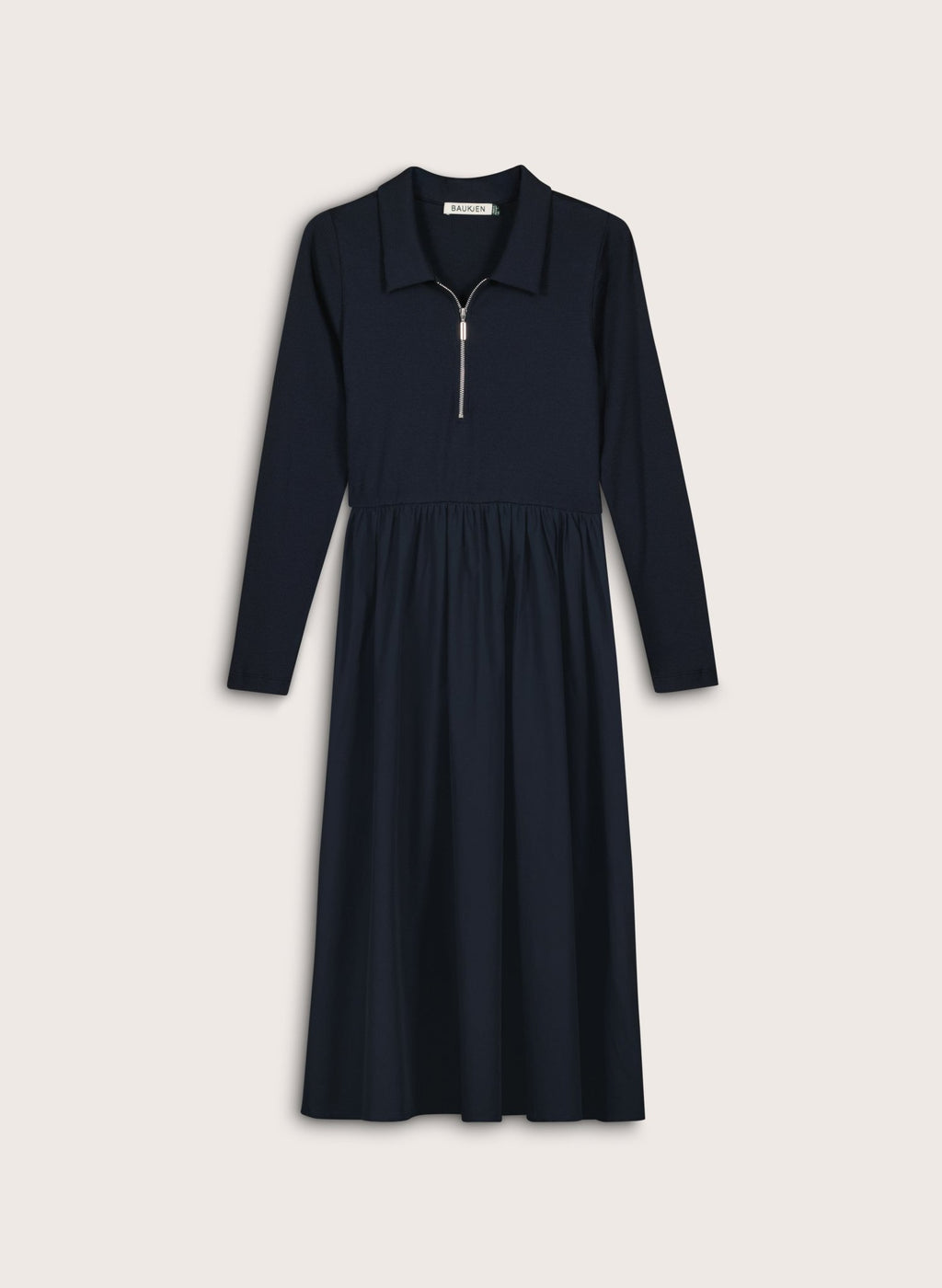 Kate Fabric Mix Zip Collar Dress - Classic Navy Baukjen