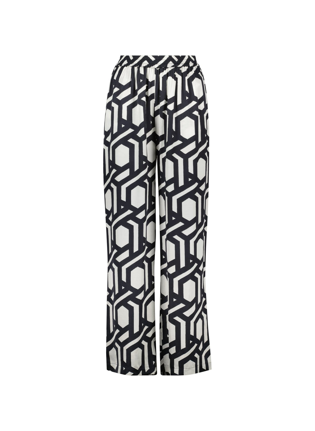 Kay Printed Satin Wide Leg Trousers - Black Geo Baukjen