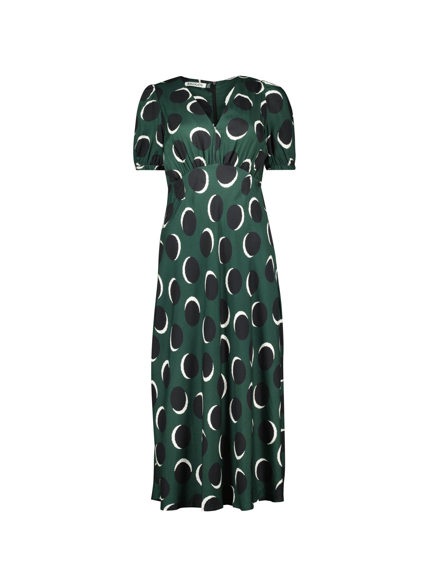 Kaydence Printed Midi Tea Dress with Livaeco - Green Shadow Spot | Baukjen Kaydence Printed Midi Tea Dress with Livaeco - Green Shadow Spot | Baukjen