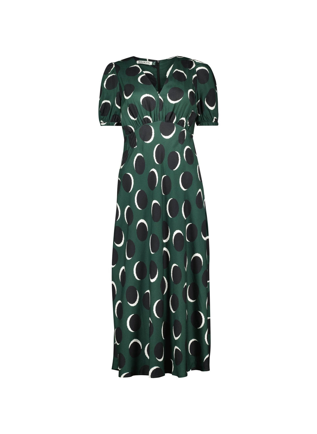 Kaydence Printed Midi Tea Dress with Livaeco - Green Shadow Spot Baukjen