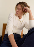 Kelly Ribbed Button-Down Top - Cream Baukjen
